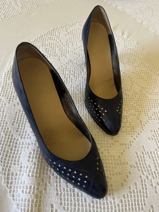 Sapatos tam 36 e bolsa em couro e pele
