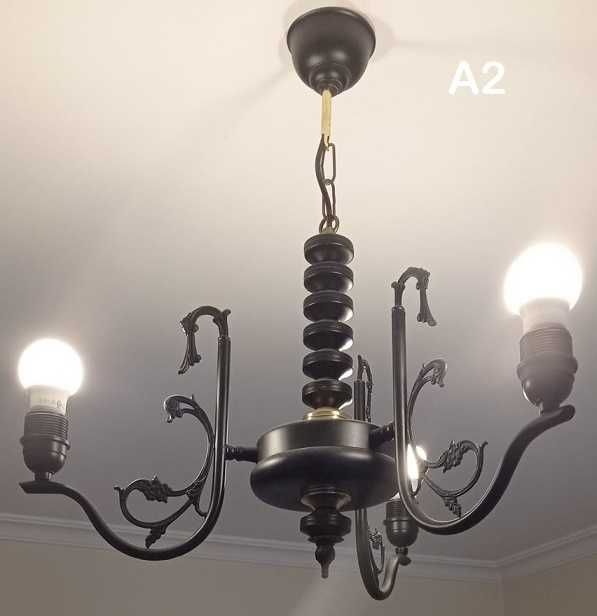 Candeeiros de teto, estilos diversos  em negro mate