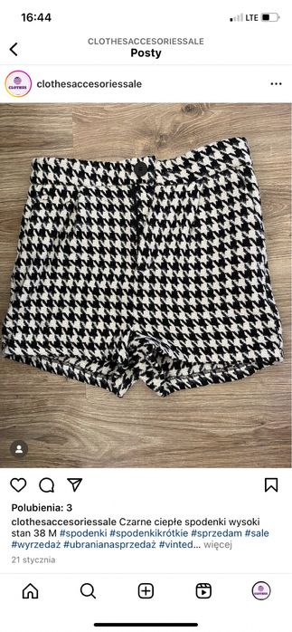 Ciepłe grube spodenki 38 M pepitka nowe