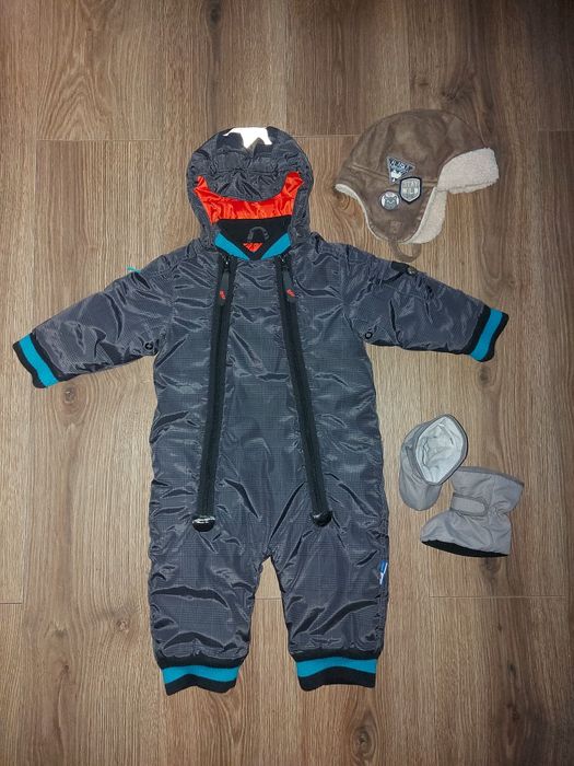 Kombinezon zimowy 74/80 MOLO czapka H&M i buty