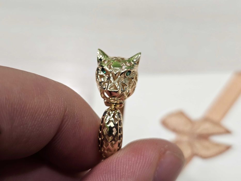 Złoty pierścionek unikatowy wzór TYGRYS PR 585