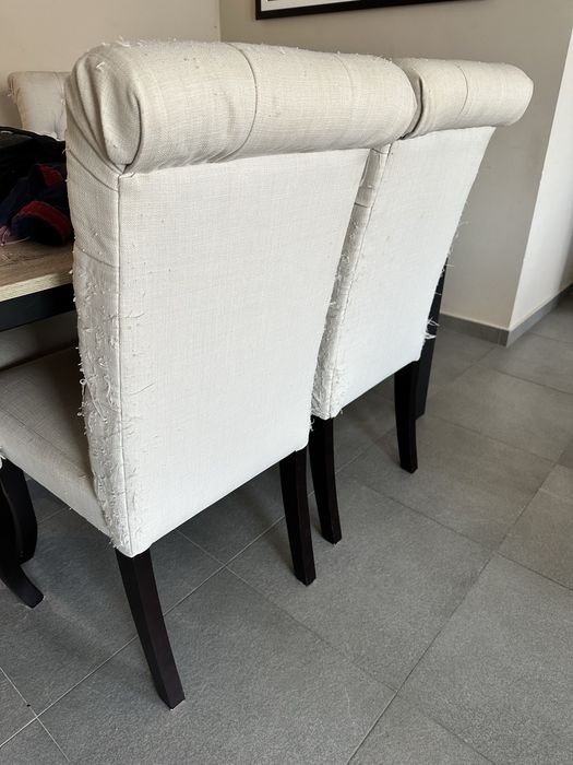 6 cadeiras de jantar base resistente-  tecido linho - restaurar