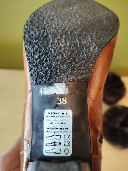 Nowe botki Kazkobut r.38 + futrzane dodatki | karmelowe