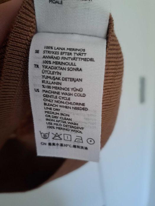 Sweter brązowo szary COS L merino