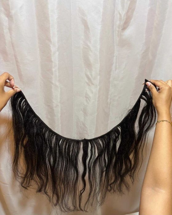 extensão de cabelo liso humano natural russo, na cor castanho escuro.