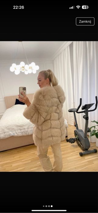 Futro z lisa futerko bezowe r.xs/s