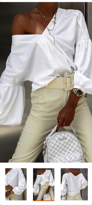 Bluzka simplicity koszula bufiaste rekawy v  neck