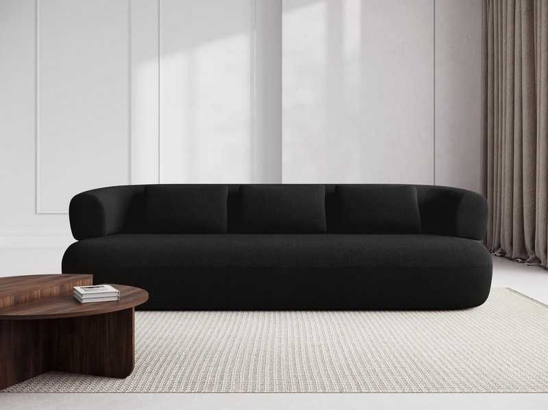 Sofa kanapa 4-os. Jenny 226x90x73cm czarna boucle bukla Micadoni