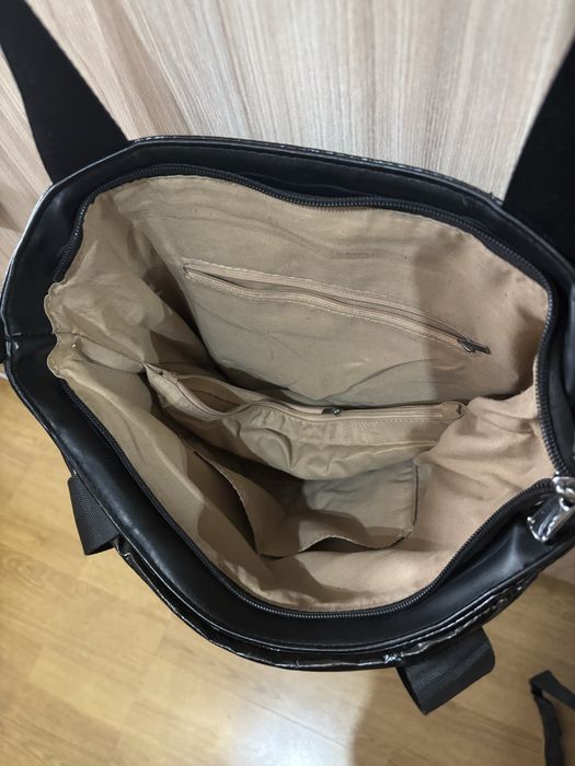 Okazja!! Czarna lakierowana torebka shopper
