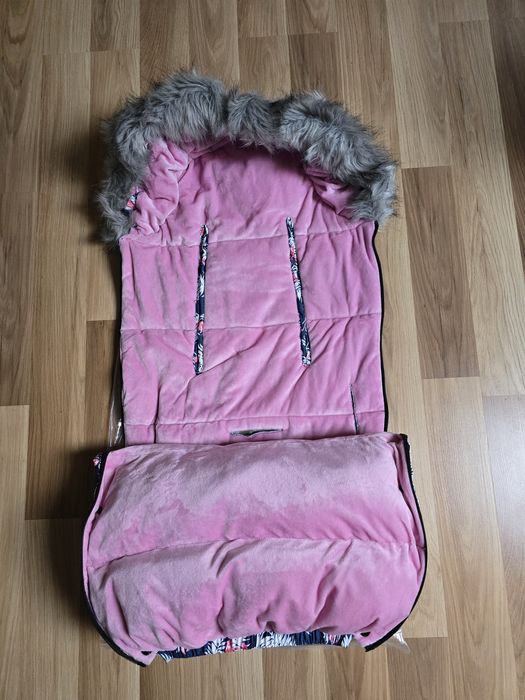 Śpiworek do wózka, sanek Elmi Ricokids - niebieski we flamingi