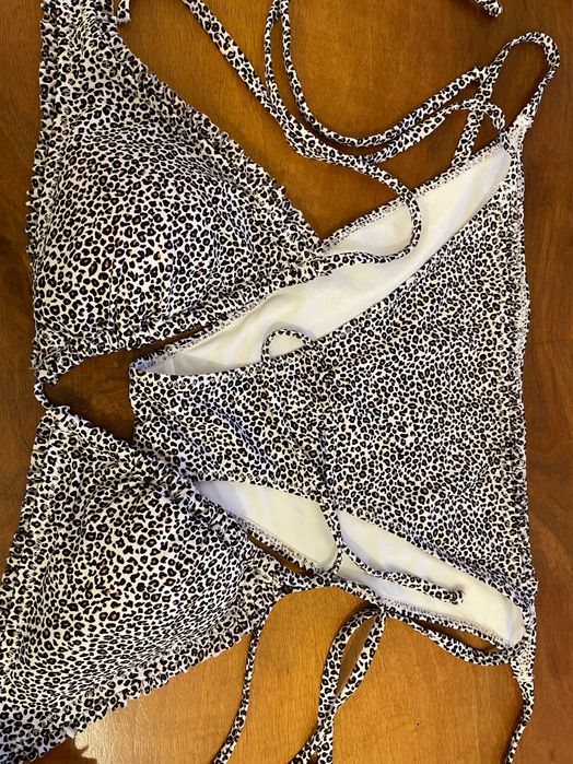 strój kąpielowy dwuczęściowy wiązany panterka 38 B