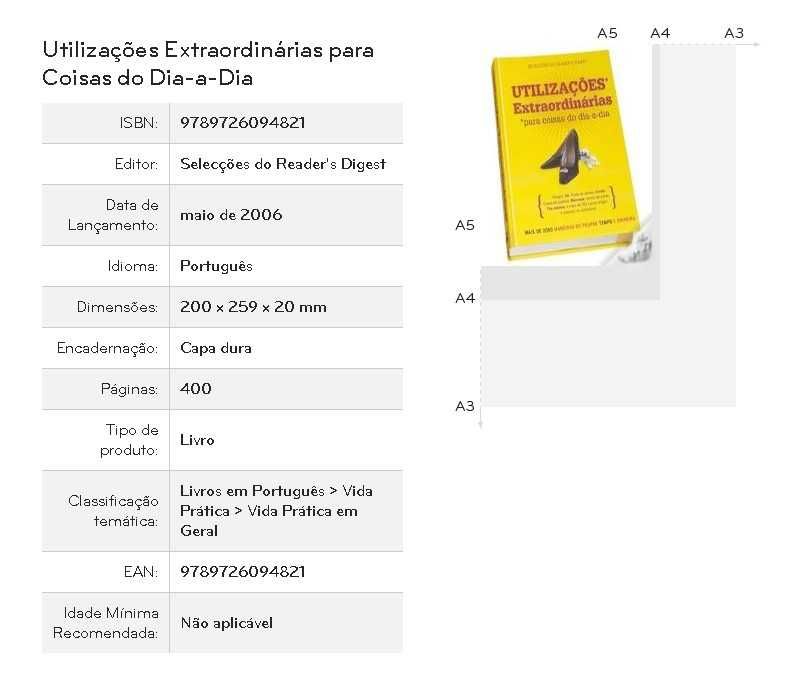 Livro "UTILIZAÇÕES EXTRAORDINÁRIAS" para coisas do dia-a-dia