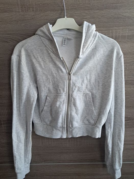 Szara krótka bluza damska z kapturem H&M(czytaj opis)