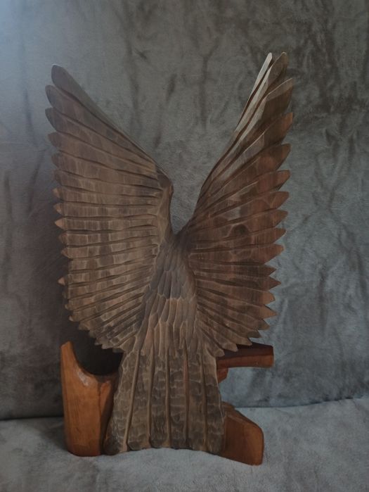Rzeźba w drewnie, Orzeł i lis. Vintage PRL
