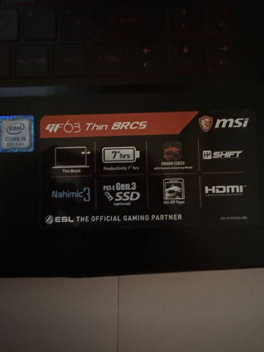MSI GF63 Thin 8RCS | i5-8300H | GTX 1050 | 16 GB RAM.