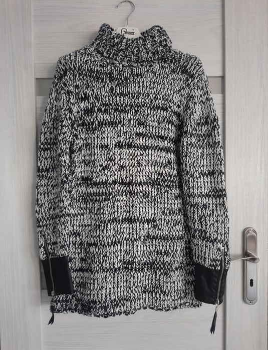 Grubszy golf sweterkowy sweter zimowy tunika S/M 36/38 oversize