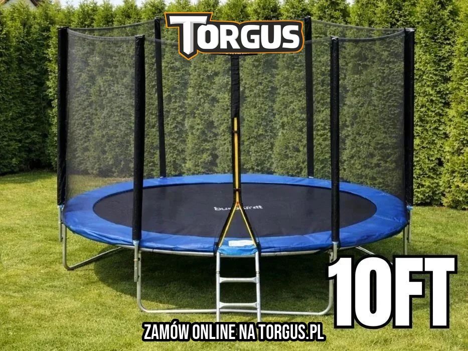 NOWA Trampolina Ogrodowa 10 FT Dla Dzieci Dziecka 305 312 cm Sport Duża Do Ogrodu Z Siatką i Drabinką Solidna Na działkę Fitness 3m Wysyłka OKAZJA! FV