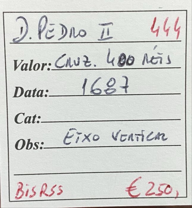 Moeda 444 - Cruz. 400 Reis D PEDRO II - 1687