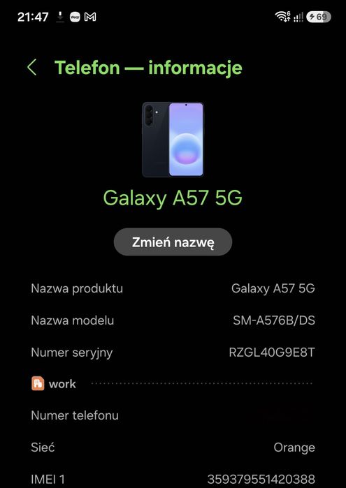 Samsung Galaxy A57 jak nowy