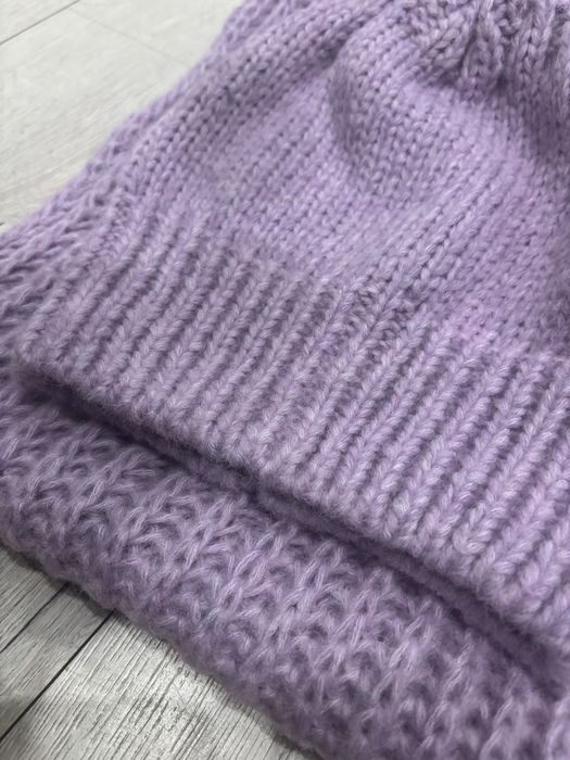 Liliowy komplet z welny merino damski