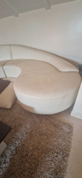 Vendo Sofá de Pele Branco com Chaise Longue