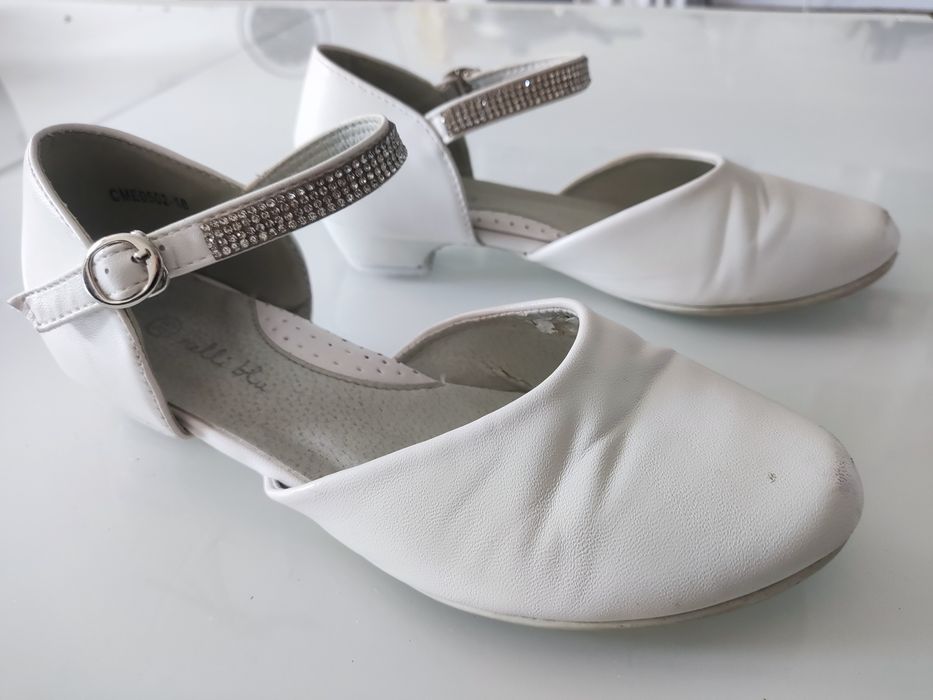 35 Nelli Blu Pantofelki białe cyrkonie Baleriny eleganckie obcas Wygod