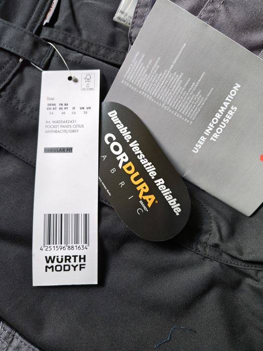 Spodnie robocze WüRTH Modyf Cetus, rozmiar 54
