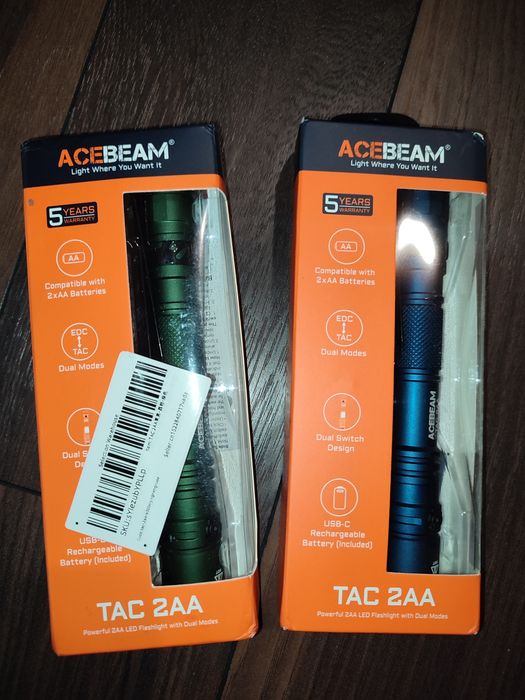 Тактичний ліхтар,Acebeam TAC 2AA( Blue, Green,Black)