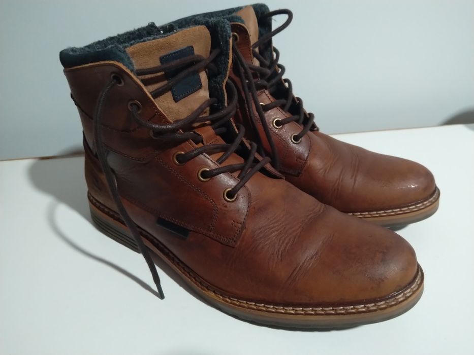 ‼️Bull boxera Brązowe buty męskie zimowe z ociepleniem skóra naturalna