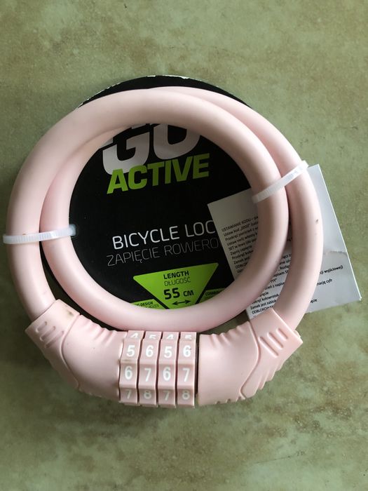Zapięcie rowerowe Go Active blokada kotwa zabezpieczenie do roweru szyfrowe  różowe 55 cm dziecięce