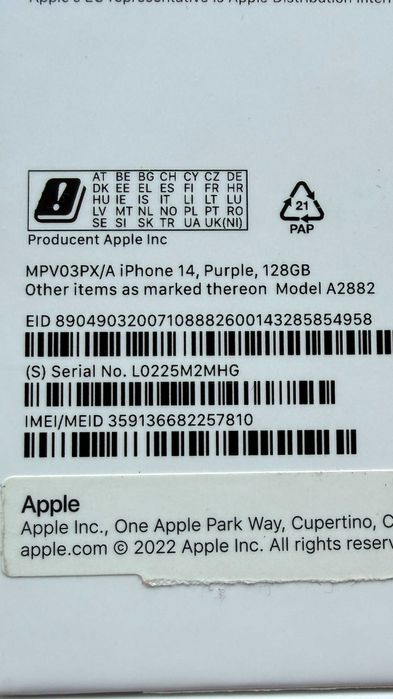 Iphone 14 128 GB stan idealny / purple