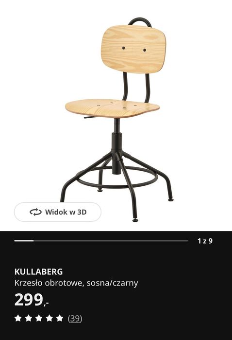 Czarne krzesło obrotowe Ikea