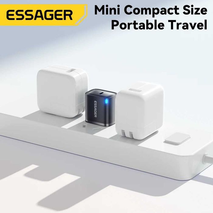 Комплект Зарядка і Кабель для iPhone Айфону. Зарядка 30W Essager Mini Type-C + Кабель Type-C-iPhone Lightning 1м Білий для iPhone. Кабель Lightning