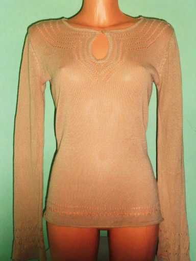 DIVIDED beżowy sweter z delikatnym ażurkiem r.38