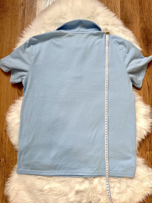 Koszulka polo bawełna wiskoza baby blue niebieska S