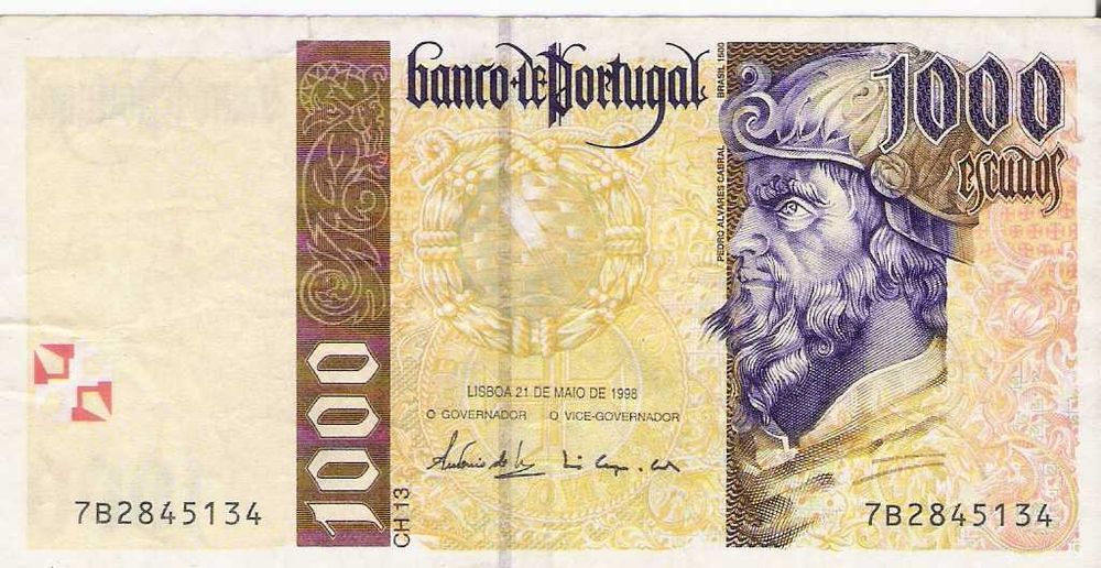 Nota 1000 escudos Pedro Álvares Cabral - 1998/2000