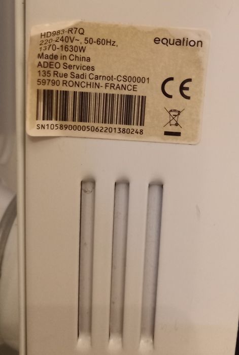Aquecedor óleo Equalion 1600W Potência