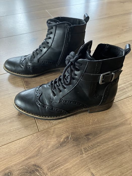 Czarne botki, skórzane