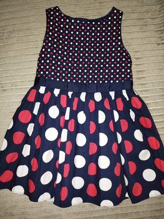 Sukienka dziewczęca 104 Marks & Spencer granatowa wizytowa kropki