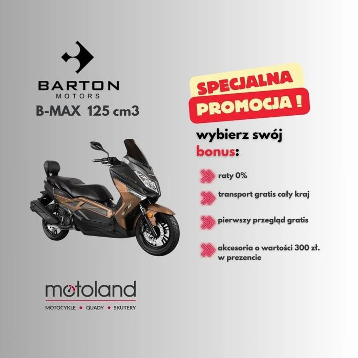 Barton B-Max Skuter Barton B-Max 125 z kufrem! PROMOCJA , RATY 0% , TRANSPORT
