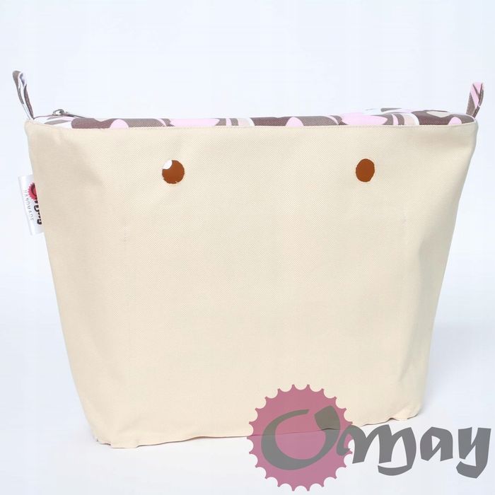 Beżowy organizer do OBAG MINI tukany pudrowy róż 2kieszenie wkład OMAY