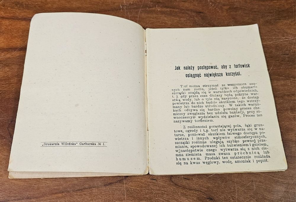 Książka - Jak postępować żeby z torfowisk wyciągnąć korzyści, 1914r.