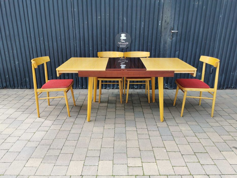 Stół JITONA+ 4x krzesło TON (Thonet), Czechosłowacja '60 Design, Prl