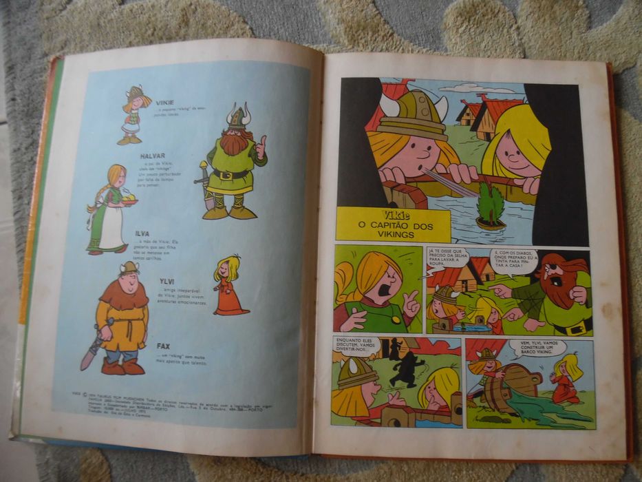Raro livro Vikie o Viking Nº 1-1ª Edição Portuguesa 1975 BD Capa Dura