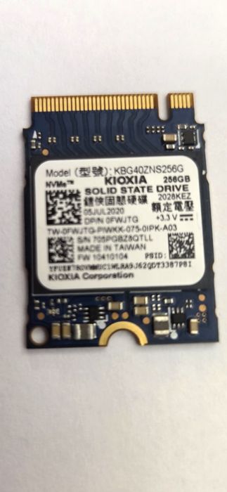 Dysk SSD M.2 Kioxia 2230 PCIe x4 Gen3 NVMe 256GB KBG40ZNS256G ( Testy na zdjeciach )