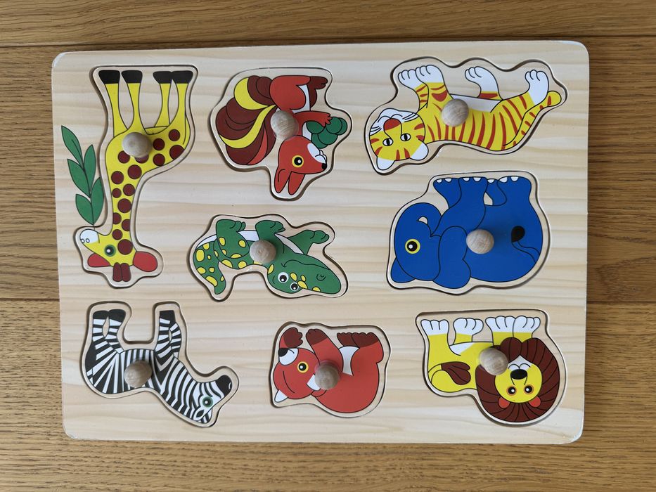 Drewniana ukladanka dla dzieci zwierzatka