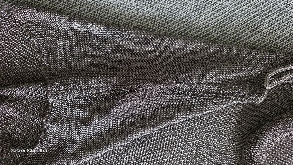 Metaliczny top Zara M dzianina siateczka lejący błyszczący brąz/khaki
