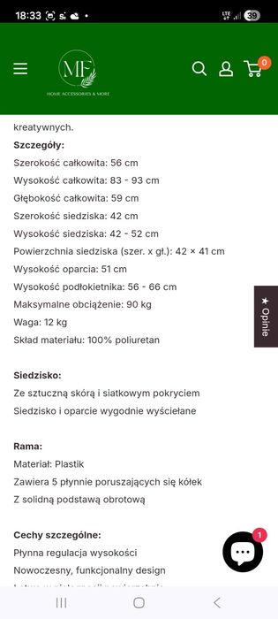Fotel biurowy PAAL dla dzieci