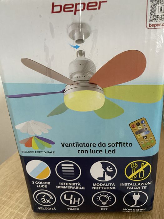 Beper P206VEN610 Wentylator sufitowy z lampą LED + pilot 52 cm