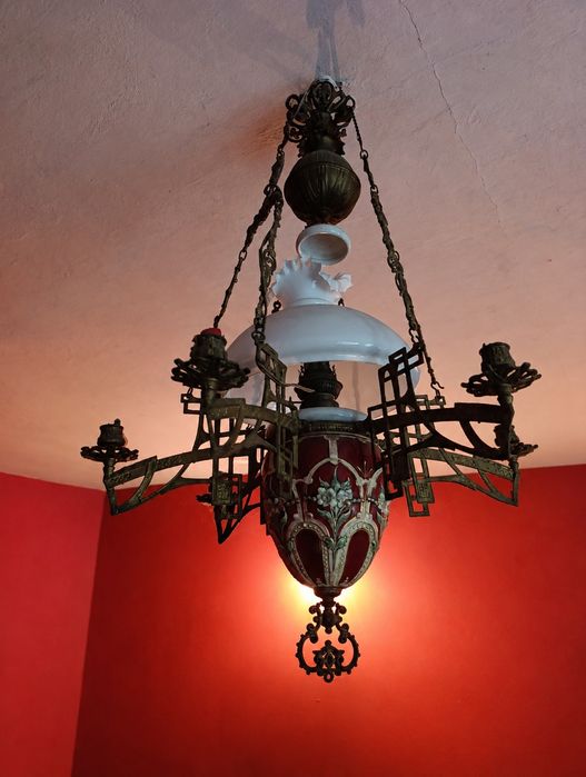 Lampa naftowa przerobiona na elektryczną XIX/XX w.